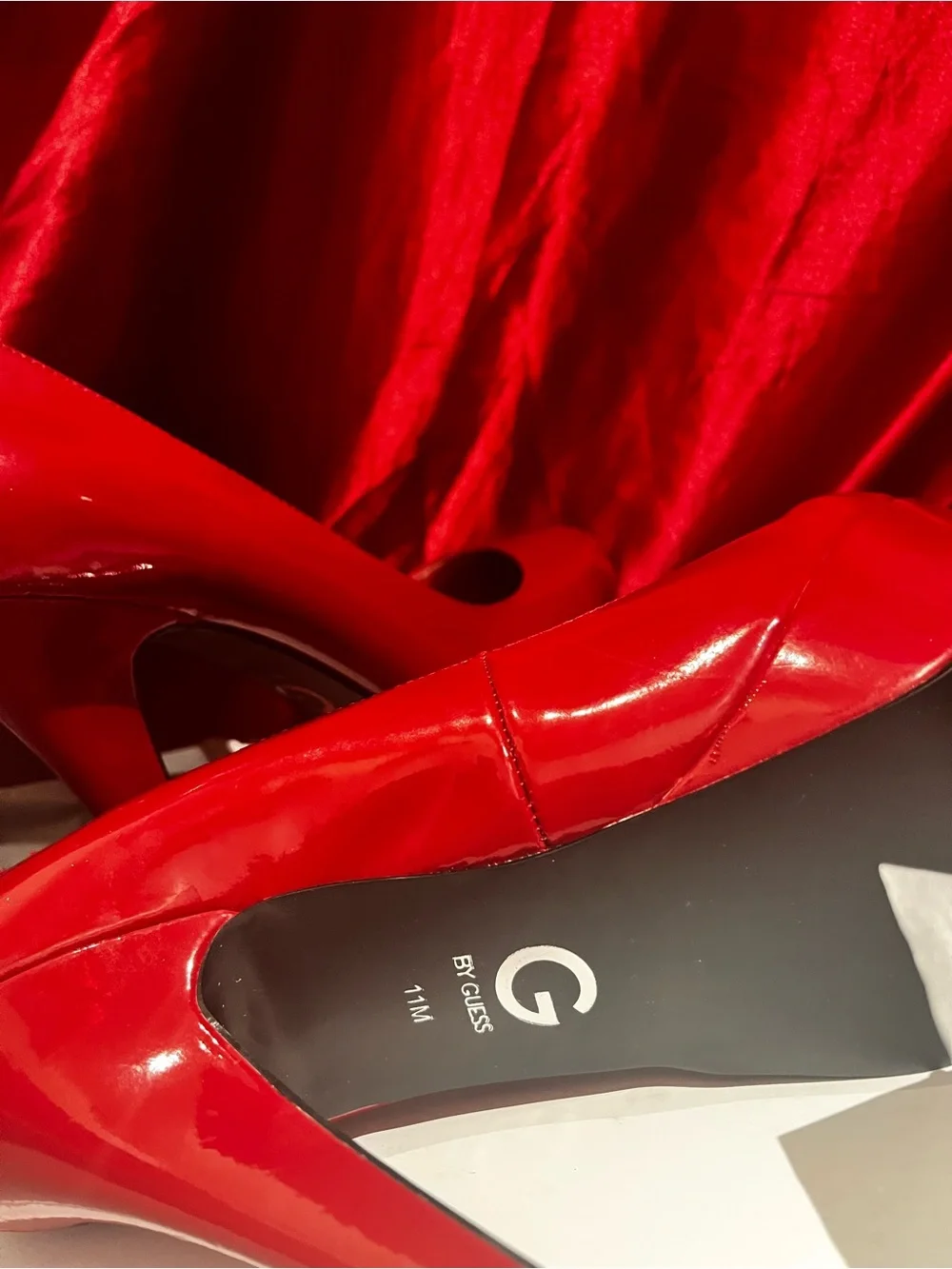 G by Guess Red Patent Pointed-Toe Heels